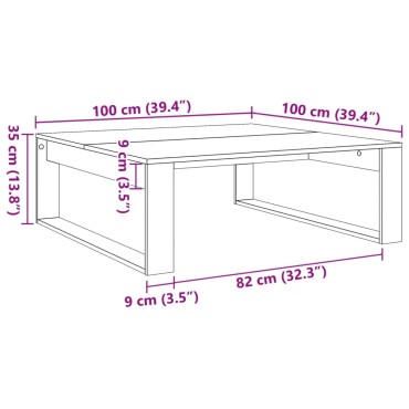 vidaXL Τραπεζάκι Σαλονιού Παλ. Ξύλο 100x100x35cm από Επεξ. Ξύλο 1 τεμ.