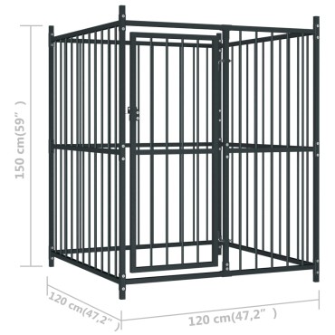 vidaXL Κλουβί Σκύλου Εξωτερικού Χώρου 120 x 120 x 150 εκ. με Στέγαστρο