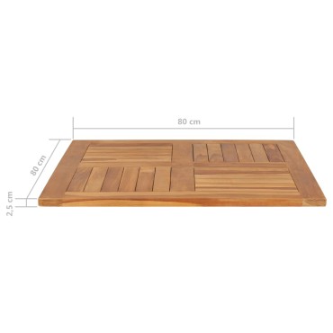 vidaXL Επιφάνεια Τραπεζιού Τετράγωνη 80x80x2,5cm Μασίφ Ξύλο Teak 1 τεμ.