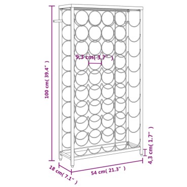 vidaXL Ραφιέρα Κρασιών 45 Μπουκ. Μαύρη 54x18x100cm Σφυρήλατο Σίδερο 1 τεμ.