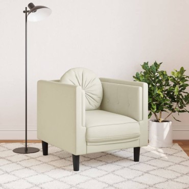 vidaXL Πολυθρόνα Κρεμ Βελούδινη με Μαξιλάρι 71x77x70cm 1 τεμ. Γωνιακός