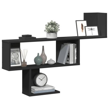 vidaXL Ράφι Τοίχου Μαύρη 100x15x70cm από Επεξεργασμένο Ξύλο 1 τεμ.