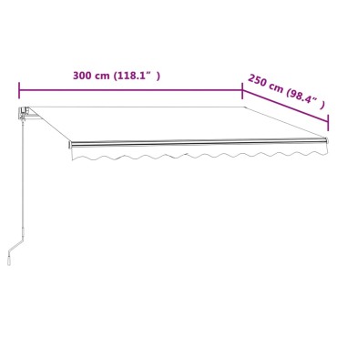 vidaXL Tέντα Συρόμενη Αυτόματη Ανθρακί 300 x 250 εκ.