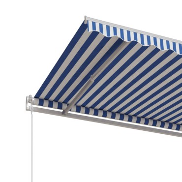 vidaXL Τέντα Συρόμενη Αυτόματη Μπλε / Λευκό 400 x 350 εκ.