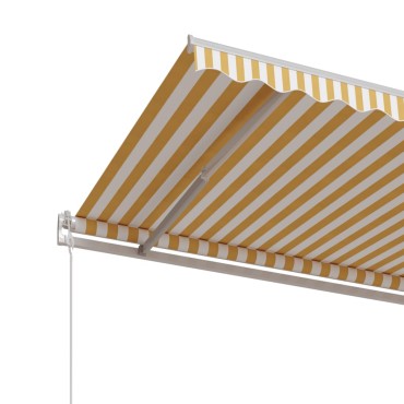 vidaXL Τέντα Συρόμενη Αυτόματη Κίτρινο / Λευκό 450 x 350 εκ.