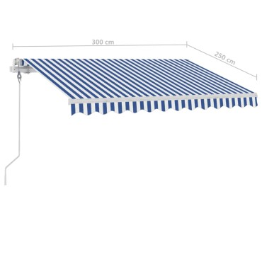 vidaXL Τέντα Αυτόματη Ανεξάρτητη Μπλε/Λευκό 300 x 250 εκ.