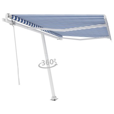 vidaXL Τέντα Αυτόματη Ανεξάρτητη Μπλε/Λευκό 300 x 250 εκ.
