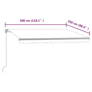 vidaXL Τέντα Συρόμενη Αυτόματη Μπλε / Λευκό 300 x 250 εκ.