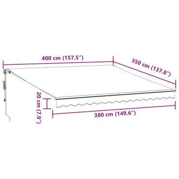 vidaXL Τέντα Πτυσσόμενη Αυτόματη Ανθρακί / Λευκή 400x350 εκ.