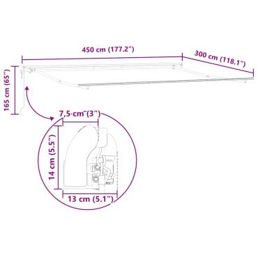 vidaXL Τέντα Πτυσσόμενη Αυτόματη Μπορντό 450x300 εκ.