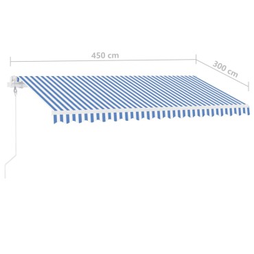 vidaXL Τέντα Αυτόματη Ανεξάρτητη Μπλε/Λευκό 450 x 300 εκ.