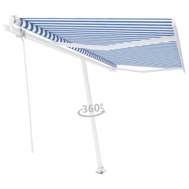 vidaXL Τέντα Αυτόματη Ανεξάρτητη Μπλε/Λευκό 450 x 300 εκ.