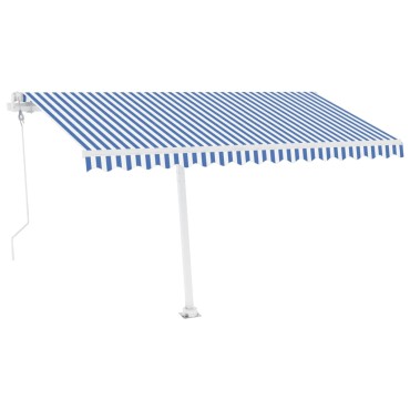 vidaXL Τέντα Αυτόματη Ανεξάρτητη Μπλε/Λευκό 450 x 300 εκ.