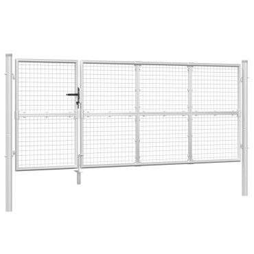 vidaXL Πόρτα Περίφραξης με Πλέγμα Ασημί 350 x 175 εκ. Γαλβαν. Χάλυβας