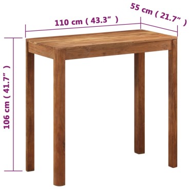 vidaXL Τραπέζι Μπαρ 110x55x106cm Ξύλο Ακακίας με Μελί Φινίρισμα 1 τεμ.