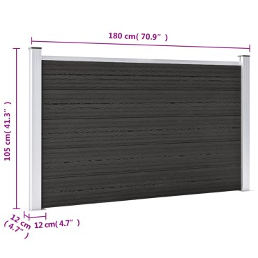 vidaXL Πάνελ Περίφραξης Γκρι 180 x 105 εκ. από WPC