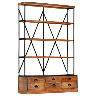vidaXL Βιβλιοθήκη με 4 Επίπεδα/6 Συρτάρια 122x36x181cm Ξύλο Μάνγκο 1 τεμ.