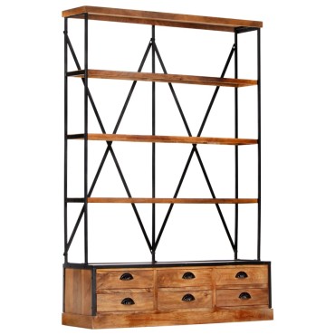 vidaXL Βιβλιοθήκη με 4 Επίπεδα/6 Συρτάρια 122x36x181cm Ξύλο Μάνγκο 1 τεμ.