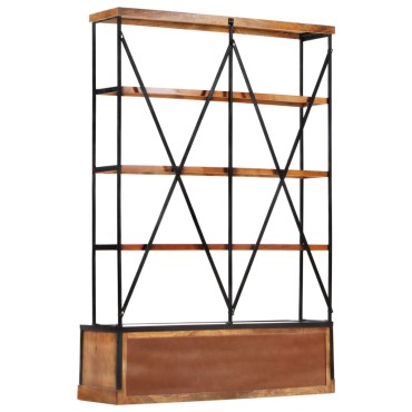 vidaXL Βιβλιοθήκη με 4 Επίπεδα/6 Συρτάρια 122x36x181cm Ξύλο Μάνγκο 1 τεμ.