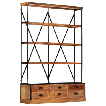 vidaXL Βιβλιοθήκη με 4 Επίπεδα/6 Συρτάρια 122x36x181cm Ξύλο Μάνγκο 1 τεμ.