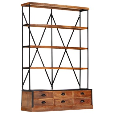vidaXL Βιβλιοθήκη με 4 Επίπεδα/6 Συρτάρια 122x36x181cm Ξύλο Μάνγκο 1 τεμ.