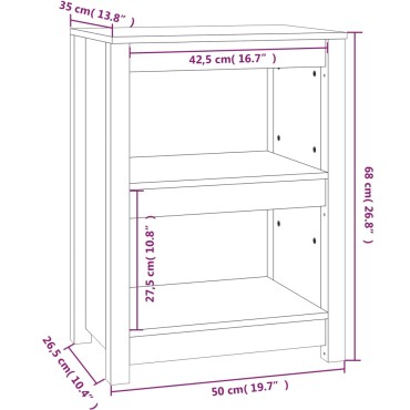 vidaXL Βιβλιοθήκη 50x35x68cm από Μασίφ Ξύλο Πεύκου 1 τεμ.