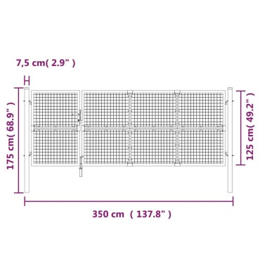 vidaXL Πόρτα Περίφραξης με Πλέγμα Ανθρακί 350 x 175 εκ. Γαλβαν. Ατσάλι