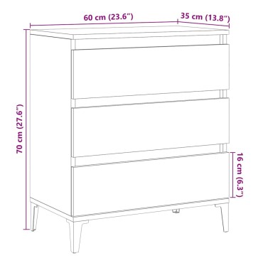vidaXL Μπουφές Τεχνίτης Δρυς 60x35x70cm από Επεξεργασμένο Ξύλο 1 τεμ.