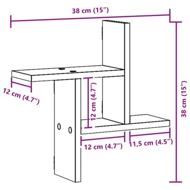 vidaXL Ραφιέρες Τοίχου 2 τεμ. Αρτισιανή Δρυς 38x12x38cm Επεξ. Ξύλο