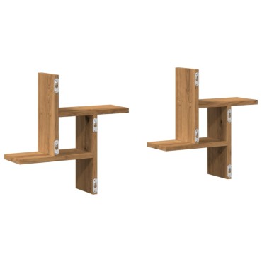 vidaXL Ραφιέρες Τοίχου 2 τεμ. Αρτισιανή Δρυς 38x12x38cm Επεξ. Ξύλο