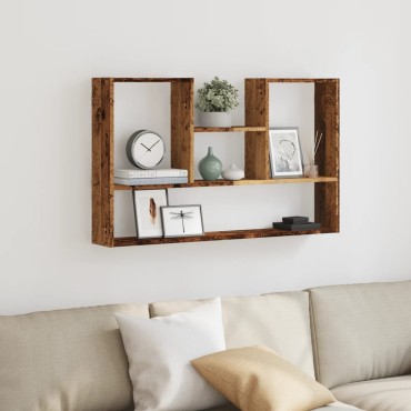 vidaXL Ραφιέρα Τοίχου Όψη Παλαιού Ξύλου 99x15x60cm από Επεξ. Ξύλο 1 τεμ.
