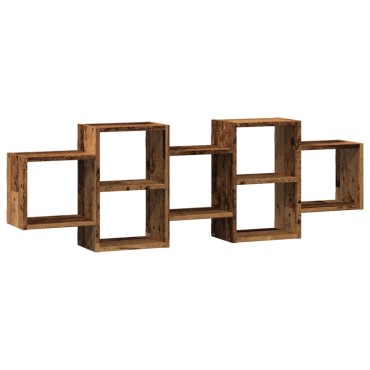 vidaXL Ραφιέρα Τοίχου Όψη Παλαιού Ξύλου 129x18x42cm από Επεξ. Ξύλο 1 τεμ.