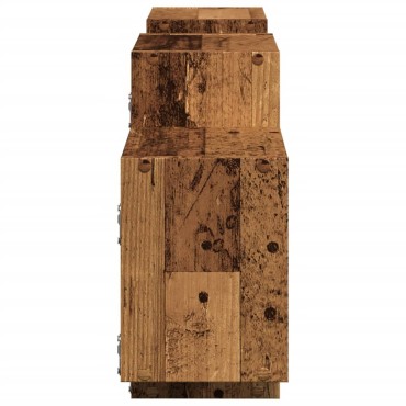 vidaXL Ραφιέρα Τοίχου Όψη Παλαιού Ξύλου 129x18x42cm από Επεξ. Ξύλο 1 τεμ.