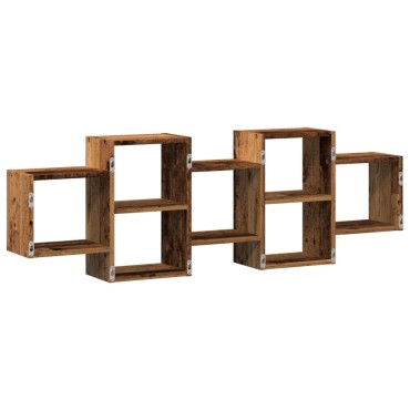 vidaXL Ραφιέρα Τοίχου Όψη Παλαιού Ξύλου 129x18x42cm από Επεξ. Ξύλο 1 τεμ.