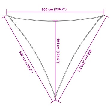 vidaXL Πανί Σκίασης Taupe 6 x 6 x 6 μ. από HDPE 160 γρ./μ²