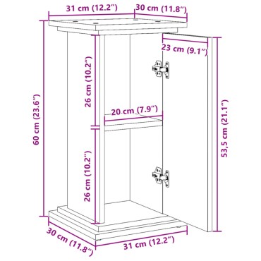 vidaXL Βάση Οθόνης με Αποθ. Καφέ Δρυς 31x30x60 εκ. Επεξεργασμένο Ξύλο