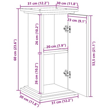 vidaXL Βάση Οθόνης με Αποθ. Καπνιστή Δρυς 31x30x60 εκ Επεξεργ. Ξύλο