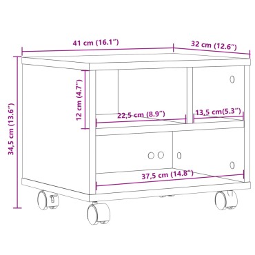 vidaXL Βάση Εκτυπωτή με Ρόδες Καπνιστή Δρυς 41x32x34,5 εκ.