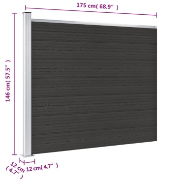 vidaXL Πάνελ Περίφραξης Μαύρο 175x146cm από WPC