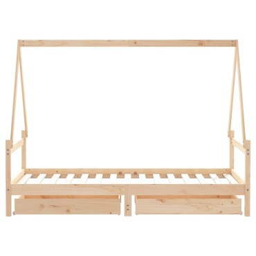 vidaXL Πλαίσιο Παιδικού Κρεβατιού Συρτάρια 90x190cm Μασίφ Ξύλο Πεύκου 1 τεμ. - Μονό