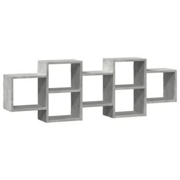 vidaXL Ραφιέρα Τοίχου Γκρι Σκυροδέματος 129x18x42cm από Επεξ. Ξύλο 1 τεμ.