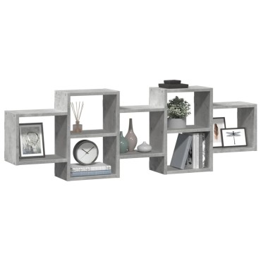 vidaXL Ραφιέρα Τοίχου Γκρι Σκυροδέματος 129x18x42cm από Επεξ. Ξύλο 1 τεμ.