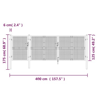 vidaXL Πόρτα Περίφραξης με Πλέγμα Ανθρακί 400 x 175 εκ. Γαλβαν. Ατσάλι