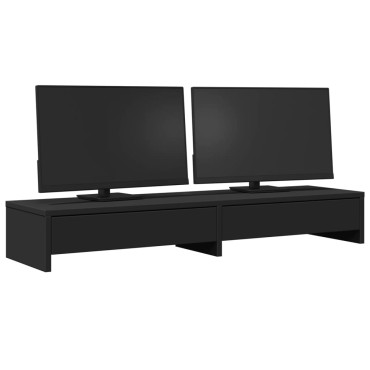 vidaXL Βάση Οθόνης με Συρτάρια Μαύρη 100x27x15 εκ. από Επεξεργ. Ξύλο