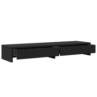 vidaXL Βάση Οθόνης με Συρτάρια Μαύρη 100x27x15 εκ. από Επεξεργ. Ξύλο