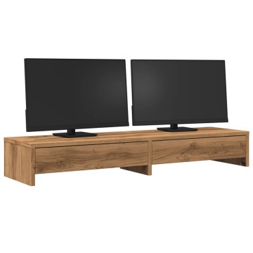 vidaXL Βάση Οθόνης με Συρτάρια Αρτισιανή Δρυς 100x27x15εκ Επεξεργ Ξύλο