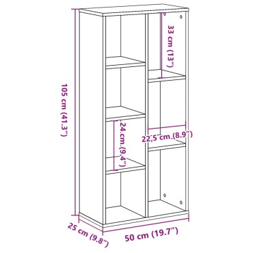 vidaXL Βιβλιοθήκη Αρτισιανή Δρυς 50x25x105cm από Επεξεργασμένο Ξύλο 1 τεμ.