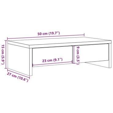 vidaXL Βάση Οθόνης με Συρτάρια Καπνιστή Δρυς 50x27x15 εκ Επεξεργ. Ξύλο