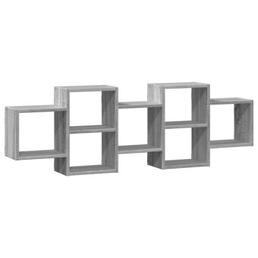 vidaXL Ραφιέρα Τοίχου Γκρι Sonoma 129x18x42cm Επεξεργασμένο Ξύλο 1 τεμ.