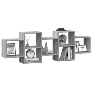 vidaXL Ραφιέρα Τοίχου Γκρι Sonoma 129x18x42cm Επεξεργασμένο Ξύλο 1 τεμ.